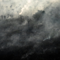 Smoke rises from the Amazon rainforest in the Candeias do Jamari region of Brazil in 2019. | BLOOMBERG