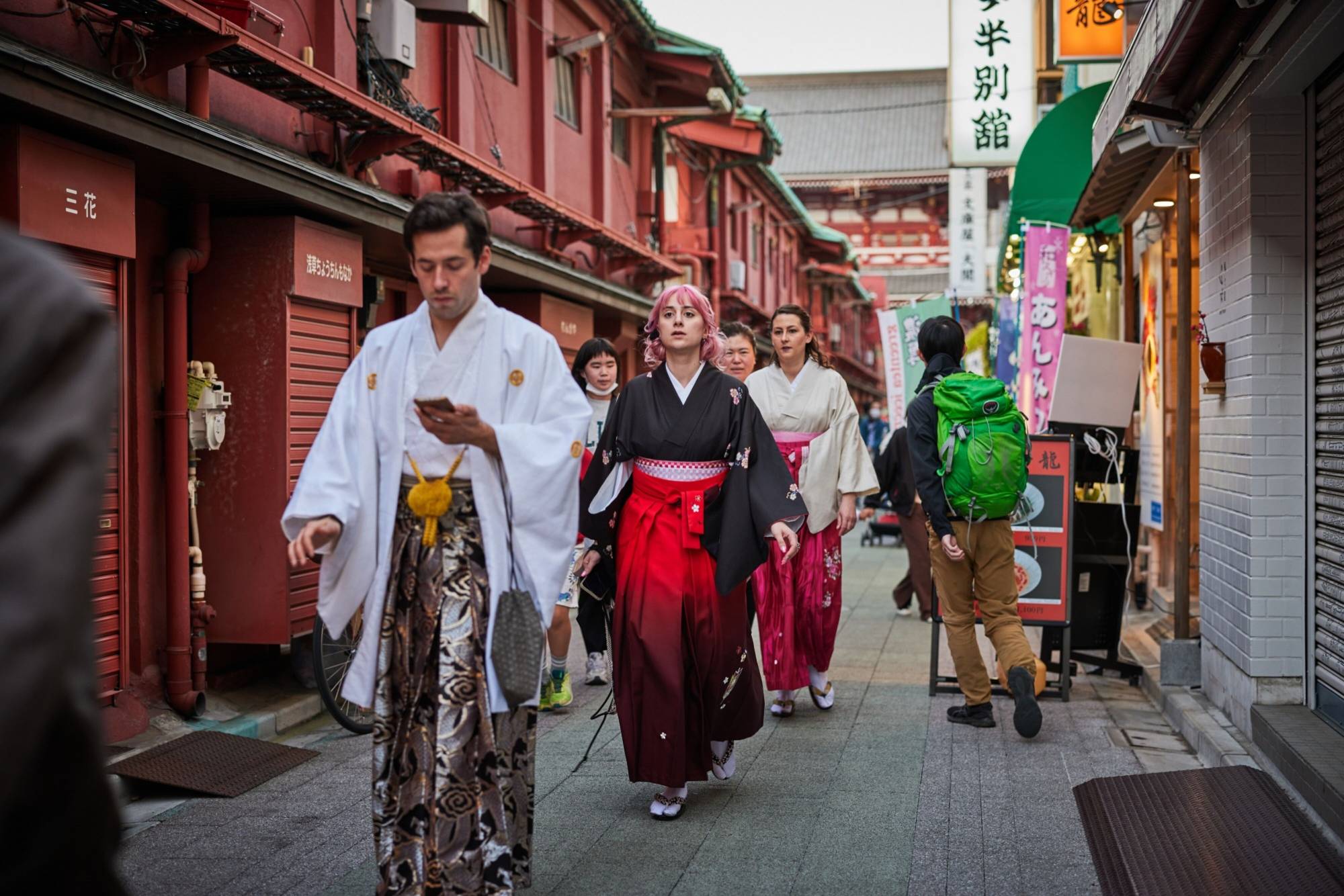 Visitors in the Asakusa district of Tokyo in March. The return of spending by foreign tourists has already accounted for 1.1 percentage point of the 1.6% annualized growth in the first three months of this year. | BLOOMBERG