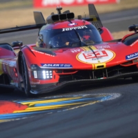 Italian driver Alessandro Pier Guidi steers his Ferrari 499P Hypercar during a practice session prior to the 24 Hours of Le Mans on Wednesday.  | AFP-JIJI