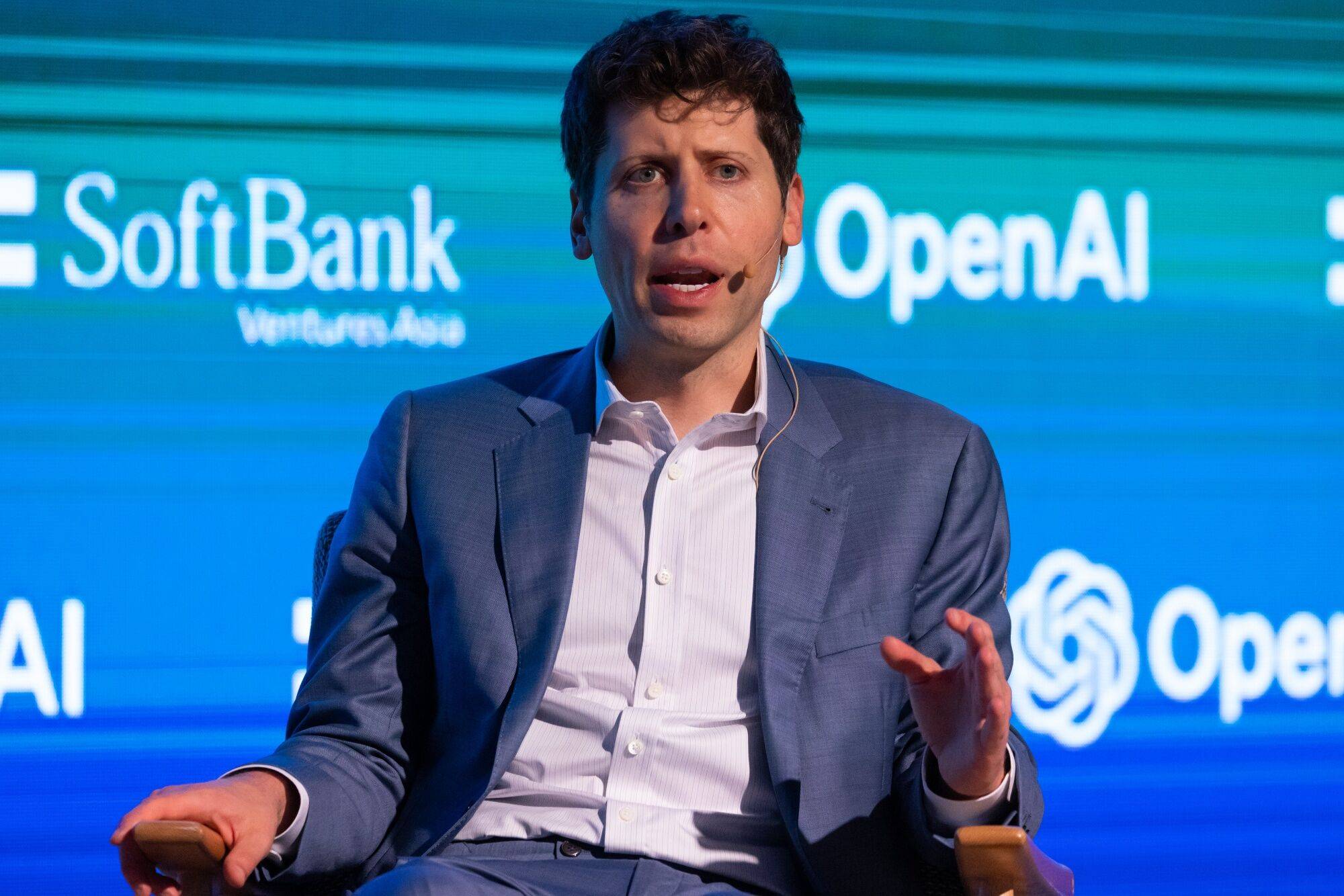 Sam Altman, chief executive officer of OpenAI, during a fireside chat organized by Softbank Ventures Asia in Seoul on June 9, 2023. | BLOOMBERG