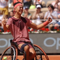 Tokito Oda\'s French Open victory made him the youngest Grand Slam winner in wheelchair tennis history. | AFP-JIJI