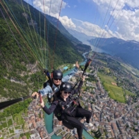 The Asian TV tourism boom in Iseltwald is the talk of the region; Carolyn Lansdell, a professional paragliding tandem pilot in Interlaken, mentioned it in mid-flight during the author’s visit.  | BLOOMBERG