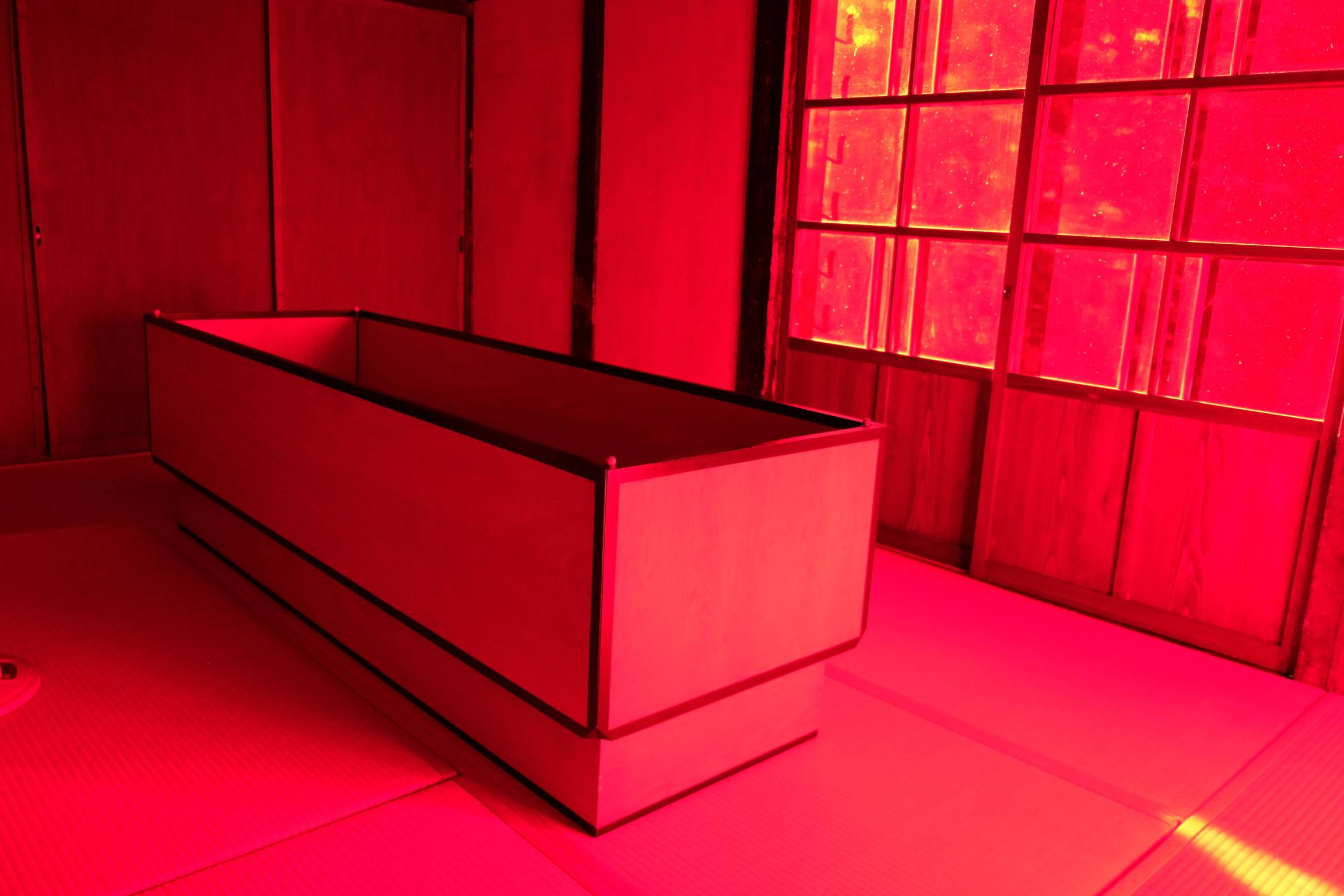 During the day the red room in Marina Abramovic's Dream House was sumptuous and uplifting, but at night it looked awash with blood. | ANDREA JUNG-AN LIU