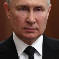 Russian President Vladimir Putin delivers a video address on Saturday as Wagner fighters stage a rebellion.  | SPUTNIK / VIA AFP-JIJI