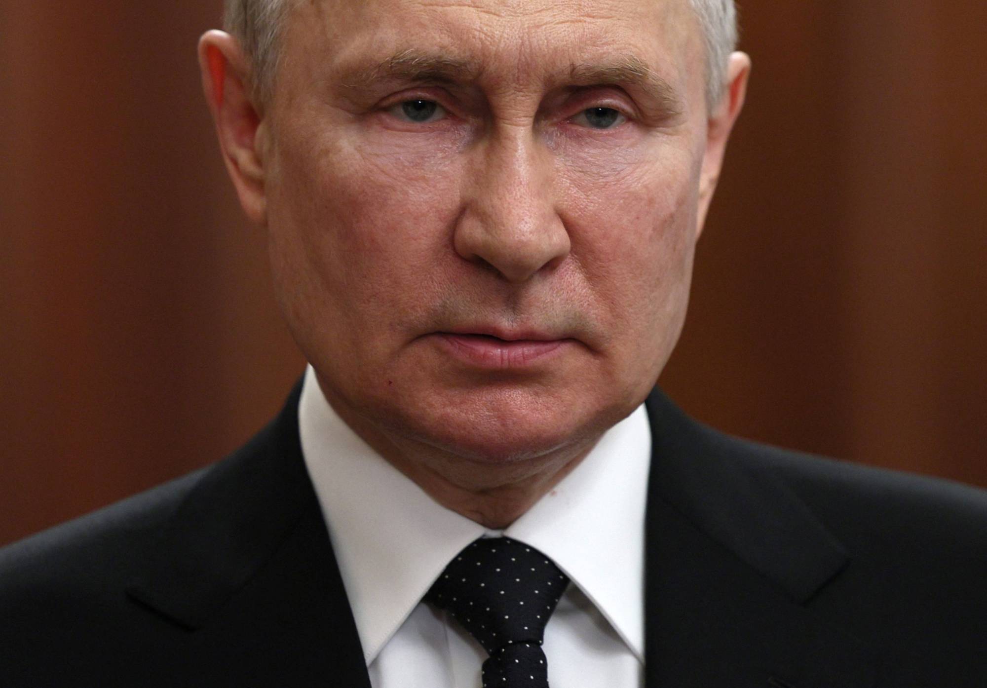 Russian President Vladimir Putin delivers a video address on Saturday as Wagner fighters stage a rebellion. | SPUTNIK / VIA AFP-JIJI
