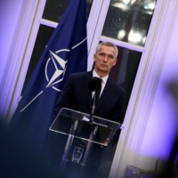 NATO Secretary-General Jens Stoltenberg attends a news conference at The Hague on Tuesday. | AFP-JIJI