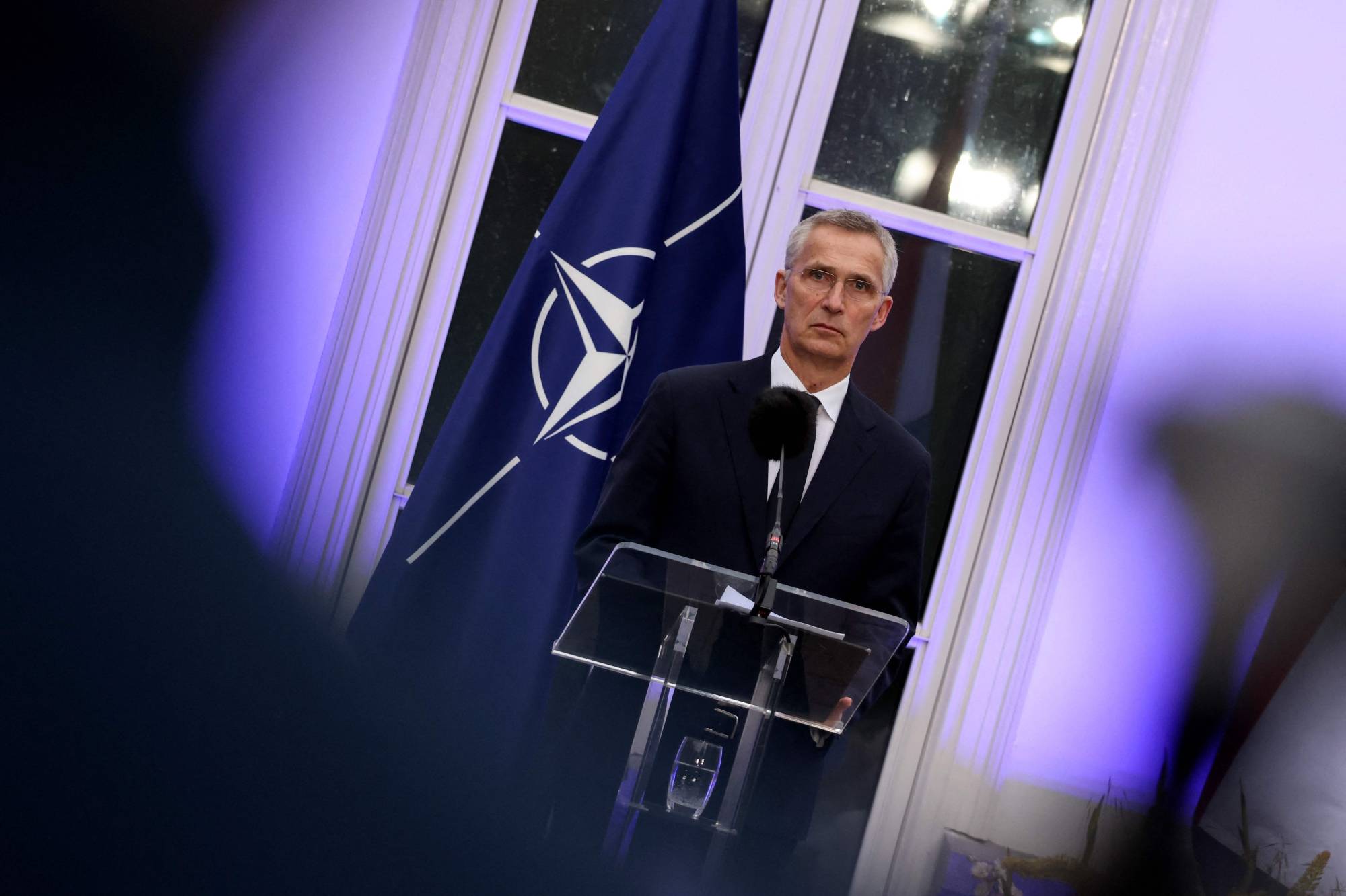 NATO Secretary-General Jens Stoltenberg attends a news conference at The Hague on Tuesday. | AFP-JIJI
