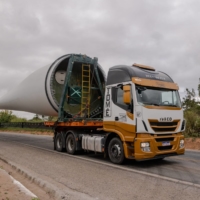 Large trucks haul wind turbine pieces out to the expanding wind farms near Morro do Chapeu, Bahia, Brazil. | BLOOMBERG