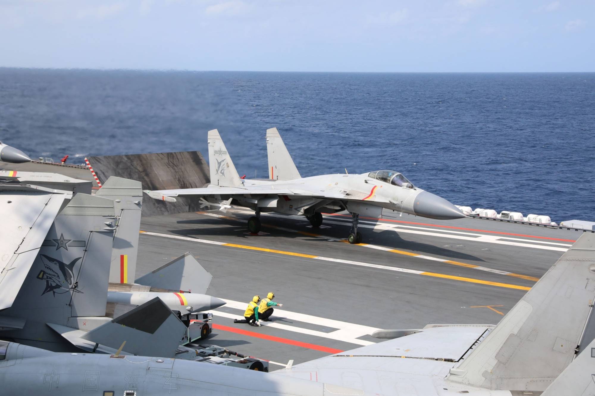 Chinese aircraft carrier Shandong during what Beijing described as a combat readiness patrol and military exercises around Taiwan on April 9. | GETTY IMAGES / VIA BLOOMBERG