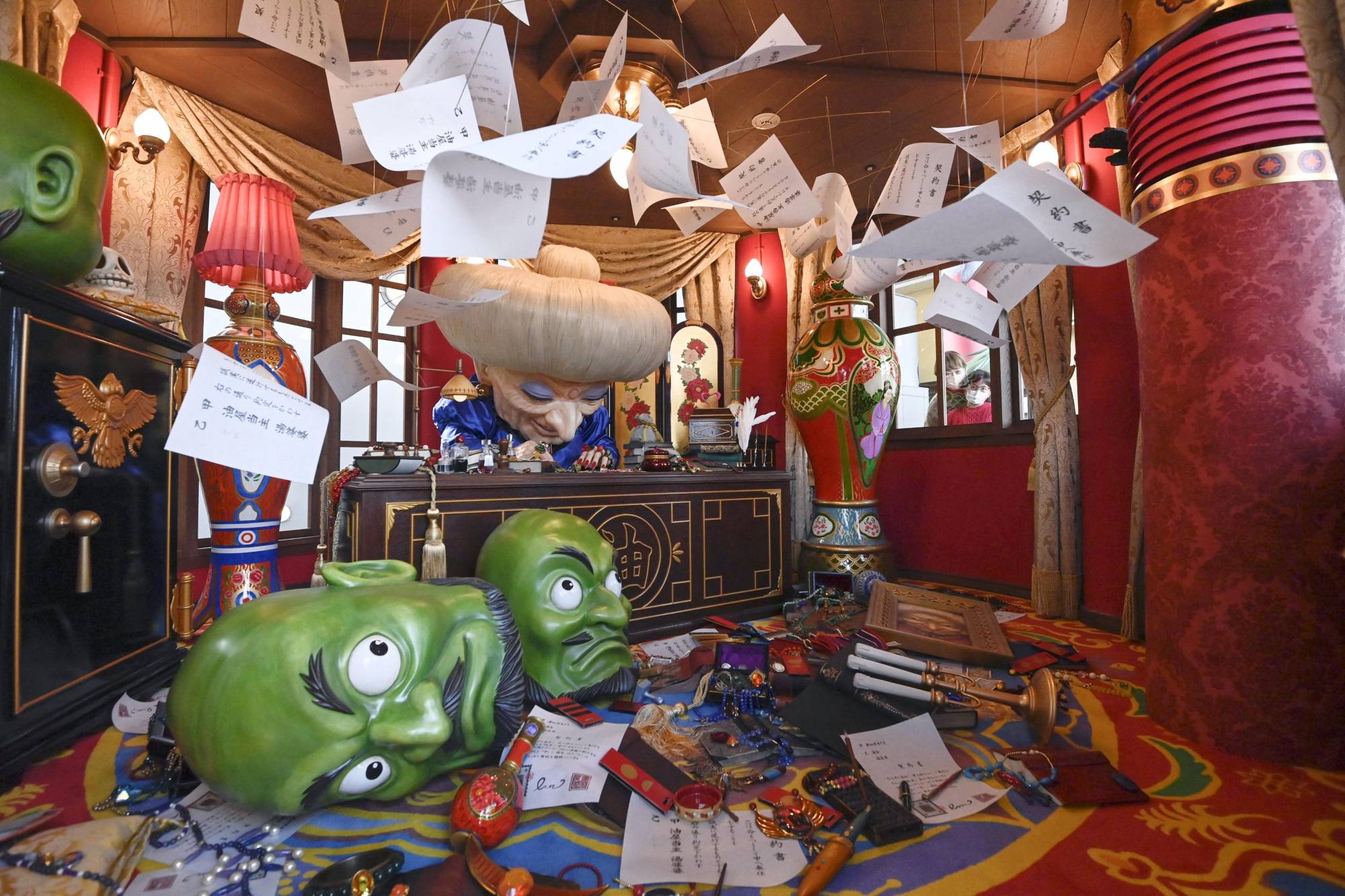 A re-creation of Yubaba's office from the film 'Spirited Away' features at the recently opened Ghibli Park in Nagakute, Aichi Prefecture. | KYODO