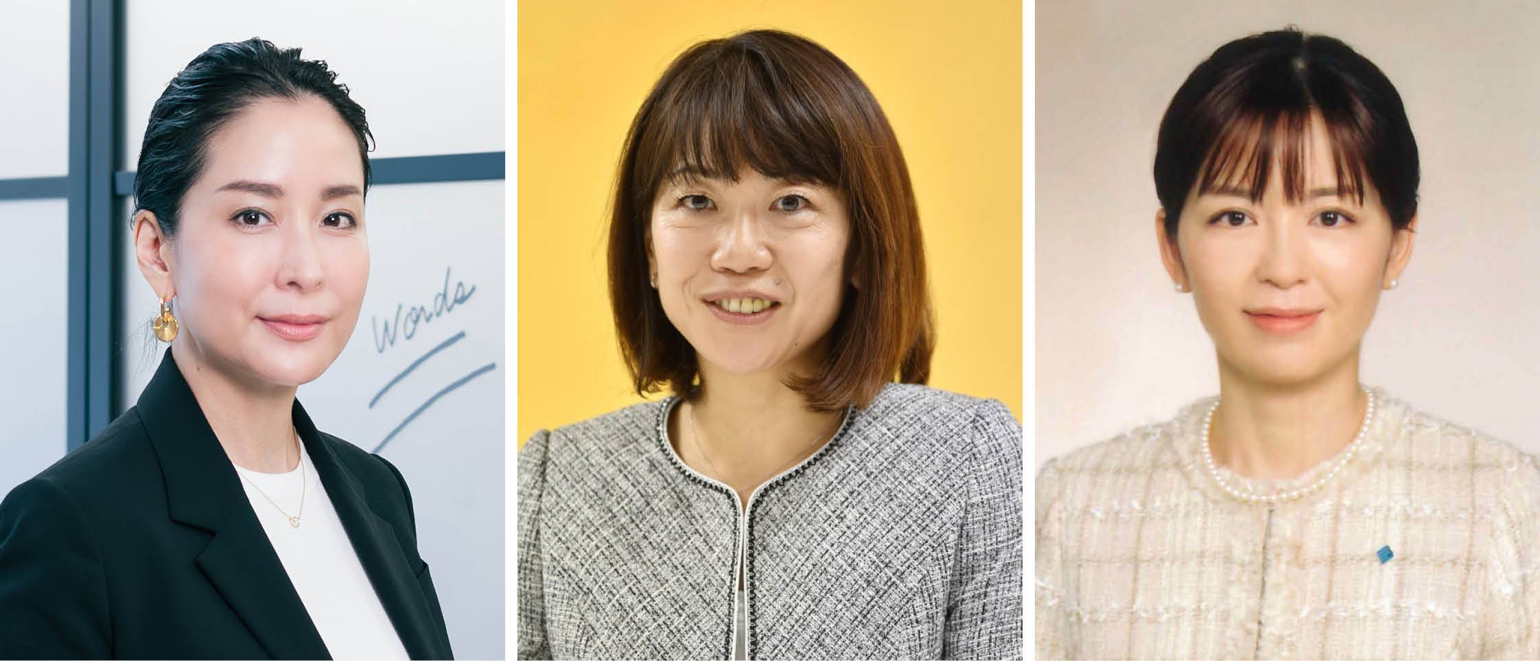 From left: Kyoko Uchida, Naoko Takahashi and Minako Nakano are among the celebrities Japanese companies are tapping to increase the number of female executives. | KIDS SMILE HOLDINGS