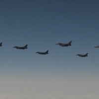 The Air Self-Defense Force\'s fighter jets hold a joint military drill with the U.S. fighters over the Sea of Japan. | JOINT STAFF OFFICE OF THE DEFENSE MINISTRY OF JAPAN / VIA REUTERS