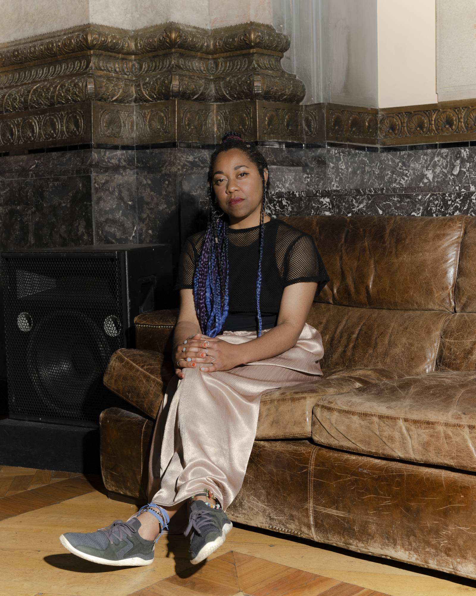 Keisha Thompson at the Royal Exchange Theatre, where she was commissioned to write a poem about its roots in slavery, in Manchester, England. Members of the exchange once controlled nearly half of the world’s 130 million cotton spindles. | Jack Roe / The New York Times