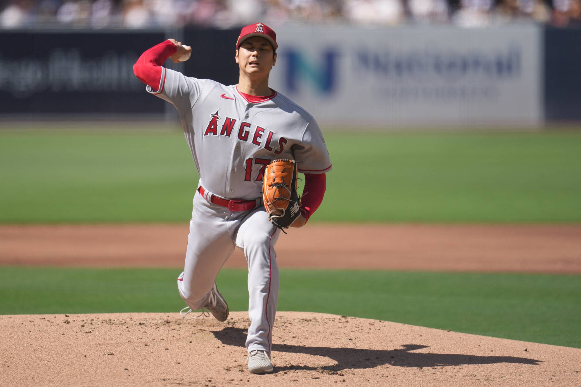 Los Angeles Angels star pitcher Shohei Ohtani pitches against the San Diego Padres at Petco Park in San Diego, California.  | RAY ACEVEDO / VIA USA TODAY SPORTS