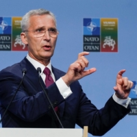 NATO Secretary-General Jens Stoltenberg holds a news conference during a NATO summit in Vilnius, Lithuanian, on Tuesday.  | REUTERS 