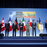 World leaders announce a joint declaration of support for Ukraine, during a NATO summit in Vilnius, Lithuania, on Wednesday. | REUTERS