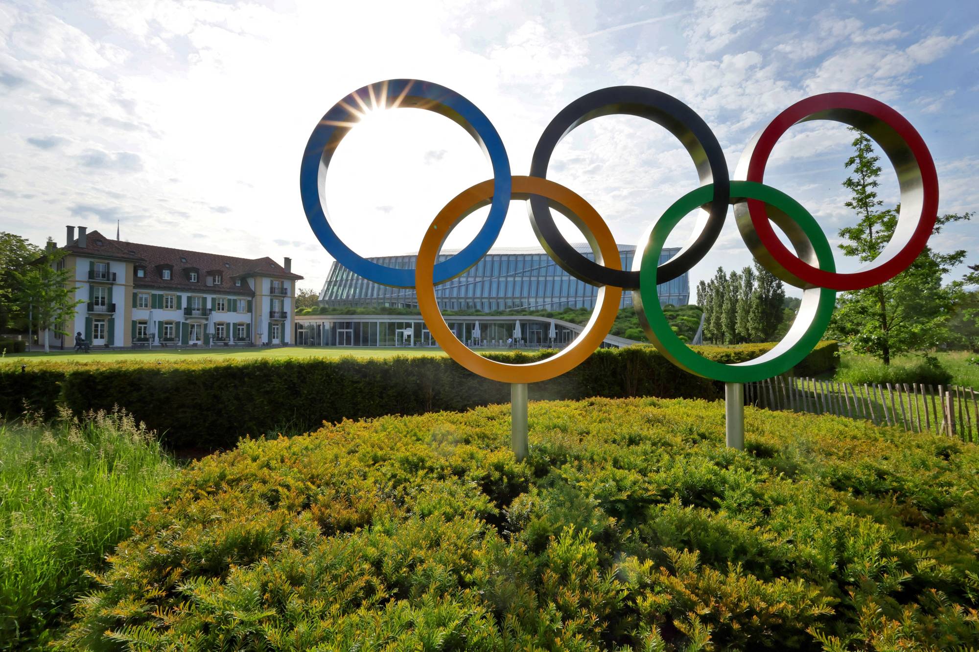  The Olympic rings are seen in front of the International Olympic Committee () headquarters in Lausanne, Switzerland. | REUTERS