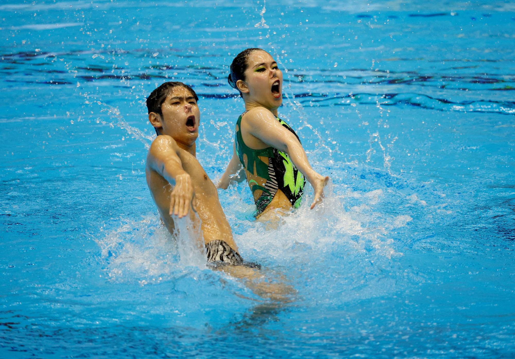 Men make team artistic swimming debut at world championships in Fukuoka