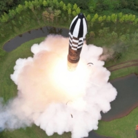 North Korea\'s Hwasong-18 intercontinental ballistic missile is tested at an undisclosed location in the country in this image released Thursday. | KCNA / KNS / VIA AFP-JIJI