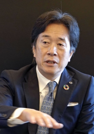Mazda CEO Masahiro Moro speaks in an interview in Tokyo on Friday. | KYODO