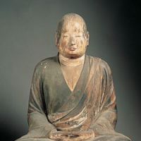 A 9th-century carving of Chisho Daishi (the priest Enchin), known as \"Okotsu Daishi\" | KENJI MINAMI PHOTO