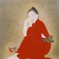 \"Wakame &#8212; Tsubaki\" (2002) by Ikuyo Yasuda. | HASEGAWA MACHIKO MUSEUM PHOTO