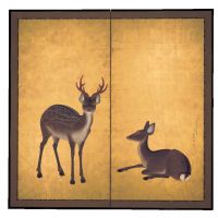 \"Pair of Deers\" (Edo Period/ 18th Century) by Maruyama Okyo | KYOTO NATIONAL MUSEUM