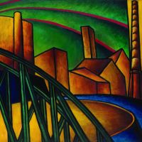 \"Landscape (Bridge at Shipyard in Obuda)\" (1918-19) | HATTULA MOHOLY-NAGY COLLECTION &#169; HATTULA MOHOLY-NAGY
