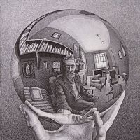\"Hand with Reflecting Sphere\" by M.C. Escher. | ALL M.C. ESCHERWORKS (C) THE M.C. ESCHER HOLDINGS B.V. &#8212; BAARN &#8212; THE NETHERLANDS