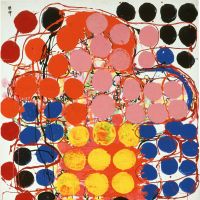 Artistic circles of Atsuko Tanaka:  \"Work\" (1957) | COURTESY AND THE COLLECTION OF ASHIYA CITY MUSEUM OF ART &amp; HISTORY, &#169; RYOJI ITO