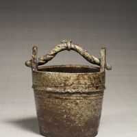 A bucket-shaped water jar with ash-glaze | MITSUAKI IWAGO