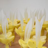 Light blooms: The stamen of Etsuko Tashima\'s \"Flowers\" (2012) are made from the recycled glass of fluorescent light bulbs. | COURTESY OF IMURA ART GALLERY, KYOTO