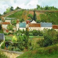 \"View of L\'Hermitage,Cote des Gratte-Coqs,Pontoise\" (c.1867) by Camille Pissarro | ARP MUSEUM BAHNHOF ROLANDSECK/SAMMLUNG RAU FUR UNICEF,REMAGEN