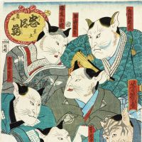 \"Parody of Drama \'Kanadehon Chushingura\' \" by Ochiai Yoshiiku (on show during part 1 of the exhibition) | KYOTO NATIONAL MUSEUM, SUMA COLLECTION