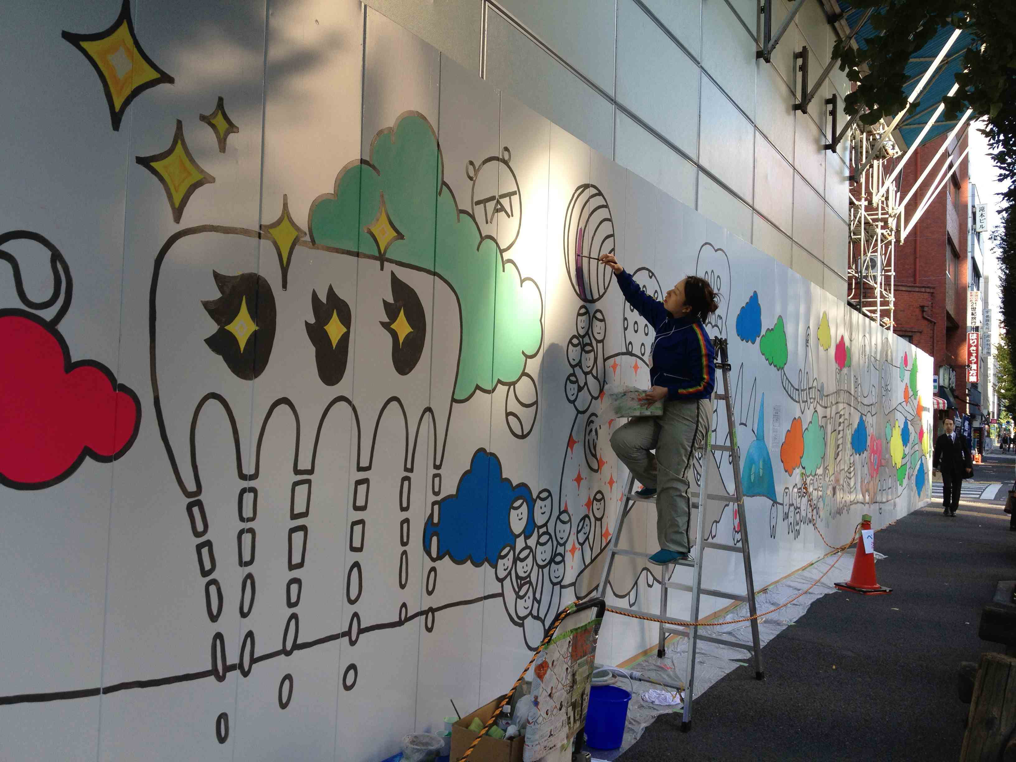 Urban art: 'Hundreds of Goblins Out For The Day in Kanda' (2012, above) by Hiroko Oshio on a construction wall at the 'Trans Art Tokyo' site | JAMES JACK