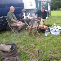 Horse sense: Doug Joiner, the chairman of British Horse Loggers, my friend Christian Searle and myself enjoy a picnic in St. Fagan\'s Park near Cardiff this summer. | NATSUYO SEARLE PHOTO