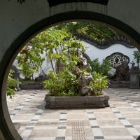 A moon-shaped door that works as a framing device to introduce a fresh garden composition. | STEPHEN MANSFIELD PHOTOS