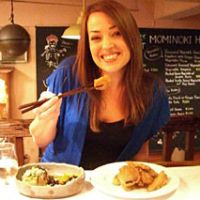 A newcomer to Japan tucks into vegetarian fare at a restaurant in Tokyo. | THOMASINA LARKIN PHOTO