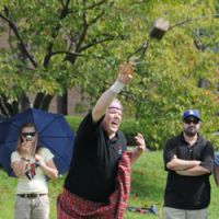 Let\'er rip: A contestant in a heavy event (above) gives it his all, while another throws a hammer at the Scottish Highland Games on Oct. 4 at Kanda University of International Studies in the city of Chiba. | PHOTOS COURTESY OF NAMBAN RENGO