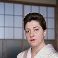 Fukutaro poses for a photo at her okiya in the Izu-Nagaoka hot spring resort in Shizuoka Prefecture. | AMY CHAVEZ