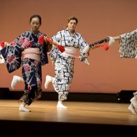 Fukutaro rehearses a dance with her colleagues prior to the performance. | AMY CHAVEZ