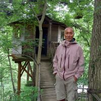 Woodsman: Takashi Kobayashi, Japan’s pioneer tree-house maker, with one of his constructions at Mount Takao, Tokyo. Life up in the treetops