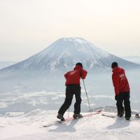 Aussies\' delight: Mount Yotei is seen from the ski slopes of Mount Niseko-Annupuri in the winter resort town of Niseko, Hokkaido. | COURTESY OF THE NISEKO PROMOTION BOARD
