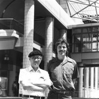 Stepping out: Frederik Schodt in America with \"Astro Boy\" creator Osamu Tezuka when he worked as his interpreter there in the 1970s and \'80s. | COURTESY OF FREDERIK SCHODT
