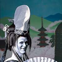 Shinichi Yashiro plays the phantom in \"Kabukiza no Kaijin,\" dressed as the famous female dancer Musume Dojoji. | PHOTO COURTESY OF HANAGUMI SHIBAI