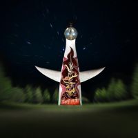 Holiday tower: Artist Taro Okamoto\'s \"Tower of the Sun\" in Osaka gets decorated with animated projections this holiday season. | &#169; 2009 First Sun &amp; Mikado Film, All Rights Reserved