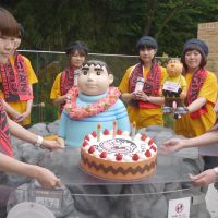 Birthday boy: Doraemon fans honor the manga\'s Gian character. | TOMOKO OTAKE