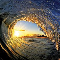 Point and break: Photographer Clark Little takes a shot from the inside of a wave of the coast of Hawaii in a shot titled \"Sun Curl. | \" &#169; CLARK LITTLE
