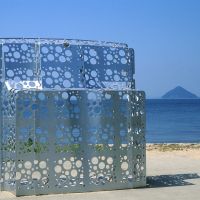 Sea through:  This mysterious semi-transparent sculpture commands a terrific view of the Seto Inland Sea. | NOBUKO TANAKA