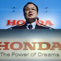 Moving forward:  Takanobu Ito, president of Honda Motor Co., holds a news conference at the automaker\'s headquarters in Tokyo on Friday. | AFP-JIJI
